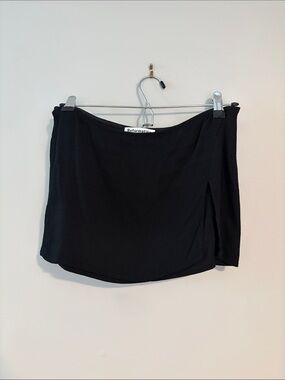 Reformation Low Waist Black Mini Skirt with Side Slit Detail